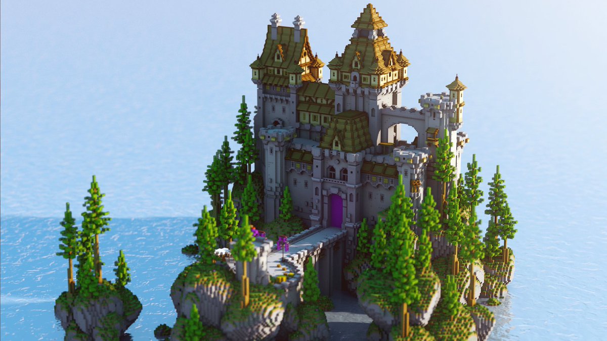 Huntykk's tweet image. Castle spawn built on @BuildersRefuge. #Minecraft