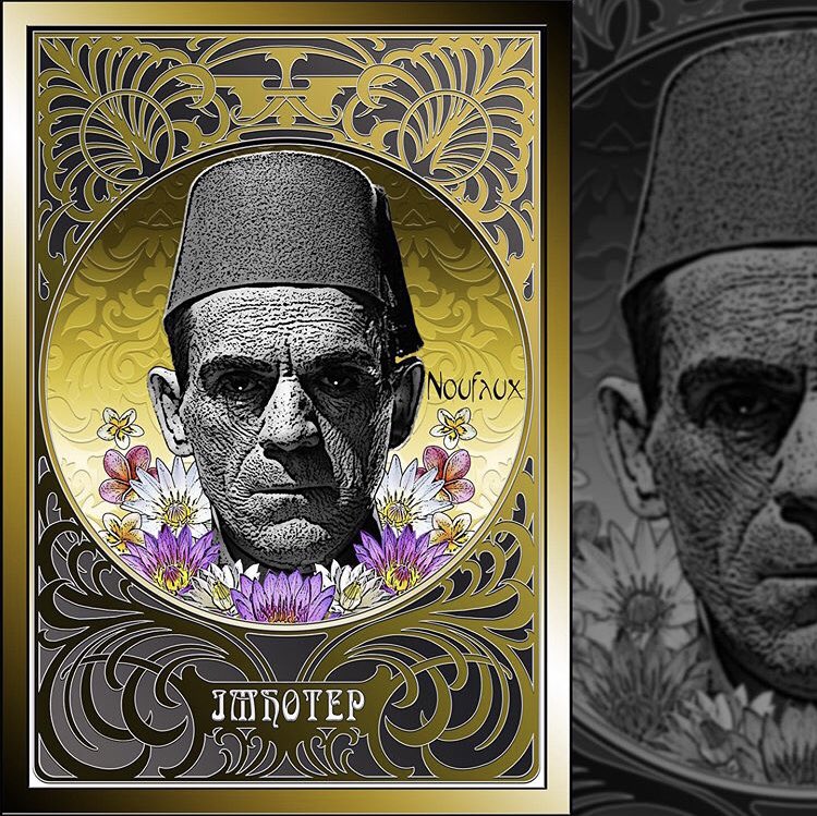 Art_Noufaux's tweet image. #BorisKarloff is Imhotep from The Mummy (1932) 🖤💛 many more #Monster minis on Noufaux.com 
#Horror #ArtNouveau #Noufaux #Artist