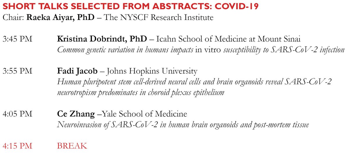 Fadi Jacob (@fadipauljacob) on Twitter photo Excited to present our recent work on #SARSCoV2 neurotropism <a href="/nyscf/">New York Stem Cell Foundation Research Institute</a> conference on Oct. 20th. The session includes talks by <a href="/KristinaDobrind/">Kristina Dobrindt</a> and <a href="/cezhang0/">Ce Zhang</a>, a former <a href="/UPenn_SongMing/">Song and Ming Labs</a> member and organoid mentor when I first rotated in the lab! Great faculty speaker line-up as usual! Excited to present our recent work on #SARSCoV2 neurotropism <a href="/nyscf/">New York Stem Cell Foundation Research Institute</a> conference on Oct. 20th. The session includes talks by <a href="/KristinaDobrind/">Kristina Dobrindt</a> and <a href="/cezhang0/">Ce Zhang</a>, a former <a href="/UPenn_SongMing/">Song and Ming Labs</a> member and organoid mentor when I first rotated in the lab! Great faculty speaker line-up as usual!