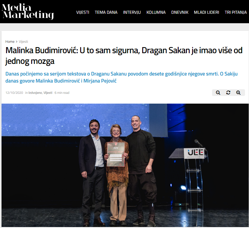nmbelgrade's tweet photo. Prošla je decenija od odlaska Dragana Sakana, osnivača naše agencije i jednog od pionira advertajzinga na ovim prostorima, čoveka kome je @MediaMarketing u potpunosti posvetila ovu nedelju. Pročitajte tekst na > https://t.co/9XPnOndQzS https://t.co/T9HiA23F4g