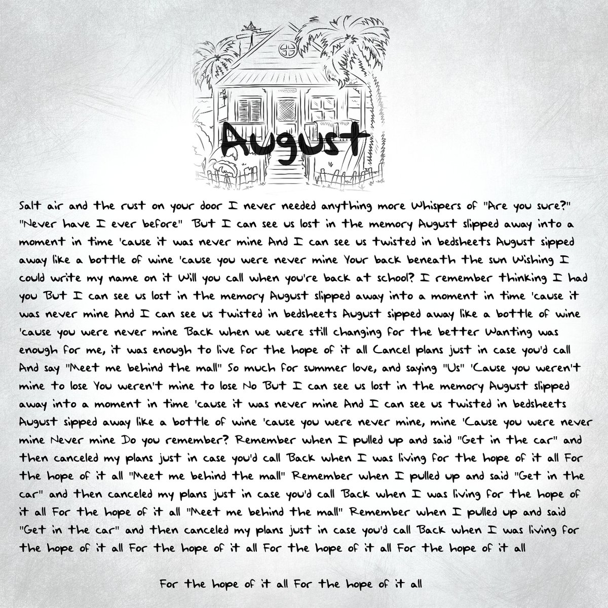 August taylor swift <3  Taylor swift lyric quotes, Taylor swift song  lyrics, Taylor swift lyrics