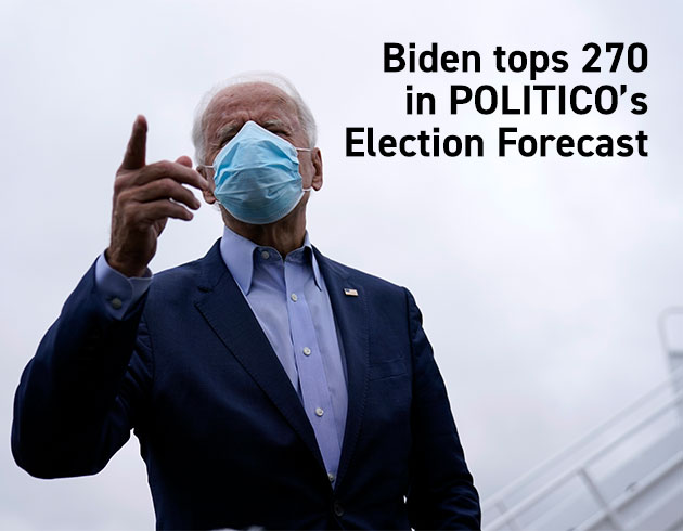 Joe Biden has reached 270 electoral votes for the first time since POLITICO’s Election Forecast debuted late last year  https://politi.co/2GINTHf 