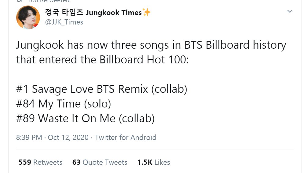 jjksonyeondan's tweet photo. Congratulations king! 👑
#100TimesForMyTime #정국의_시차_100개국_1위
@BTS_twt https://t.co/AfdUhHN4ht