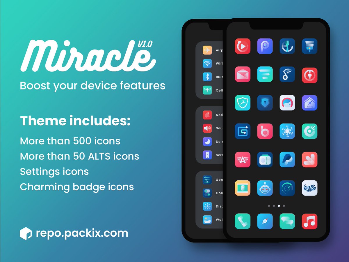 IBA_Graphics's tweet photo. Miracle is now available on Packix repo! Get it here : https://t.co/BLhcTN10Fd
#packixrepo #Iostheme #jailbreak https://t.co/8aWbL3o2Lo