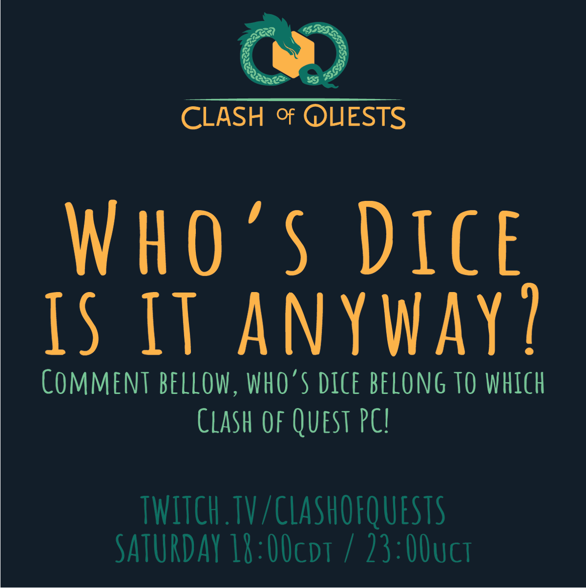 clashofquests's tweet photo. In honor of all things SpOoOoKy: Do you wanna play a game?

We're launching our FIRST COMPETITION!!

Want some fun shiny new dice for your hoard? Go check out our FB Page and see how it works!
#whosdiceisitanyway #dnd #dnd5e #ttrpg #dicecollection #thehoard #games https://t.co/fzy0hE4ev0