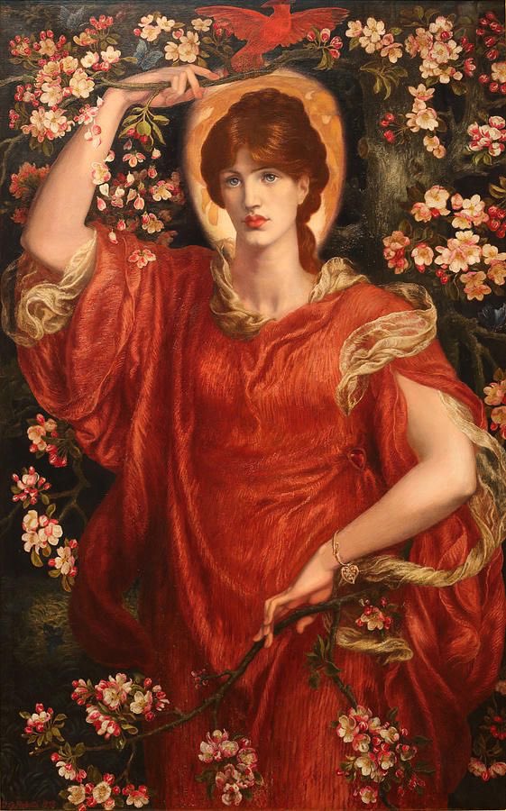 Anne as 𝘼 𝙫𝙞𝙨𝙞𝙤𝙣 𝙤𝙛 𝙁𝙞𝙖𝙢𝙢𝙚𝙩𝙩𝙖 by D.G. Rossetti: the apple blossom symbolises the transience of beauty, while the butterflies represent the soul. As she faces the moment of life and death, Fiametta exudes a mysterious and charming air. 