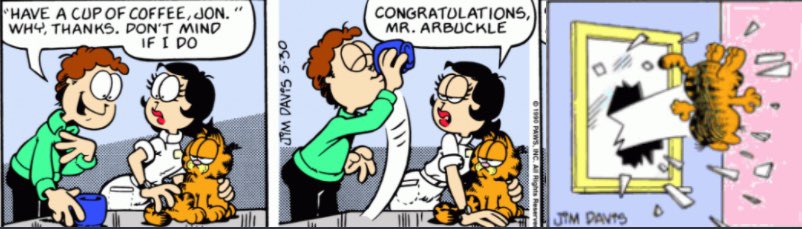 Garfield thrown out the window tweet media