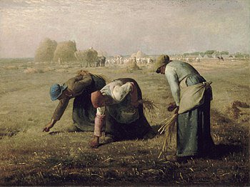 Marilla as 𝗧𝗵𝗲 𝗚𝗹𝗲𝗮𝗻𝗲𝗿𝘀 by J-F. Millet: three peasant women glean a field of stray stalks of wheat after the harvest. The painting is famous because these women are portrayed as worthy of being dignified and admired for their work