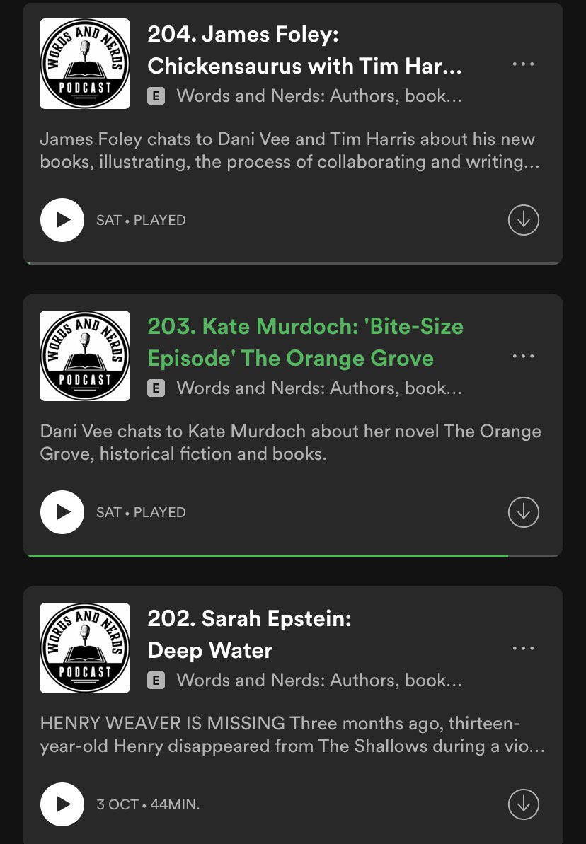 DaniVeeBooks's tweet photo. Spoilt for choice this week ⭐️⭐️⭐️ Some ridiculously awesome humans to get in your ears 
204.@Jamesfoleybooks w #TimHarris
203.@KateMurdoch3  
202.@SarahLEpstein 
201.@CountLustig 
200.@TrentDalton  
199.@andrewmcdonald &amp; @benwood_illos w @AdrianBeckBooks 
https://t.co/01jDzniPoL https://t.co/2FilnncxI8