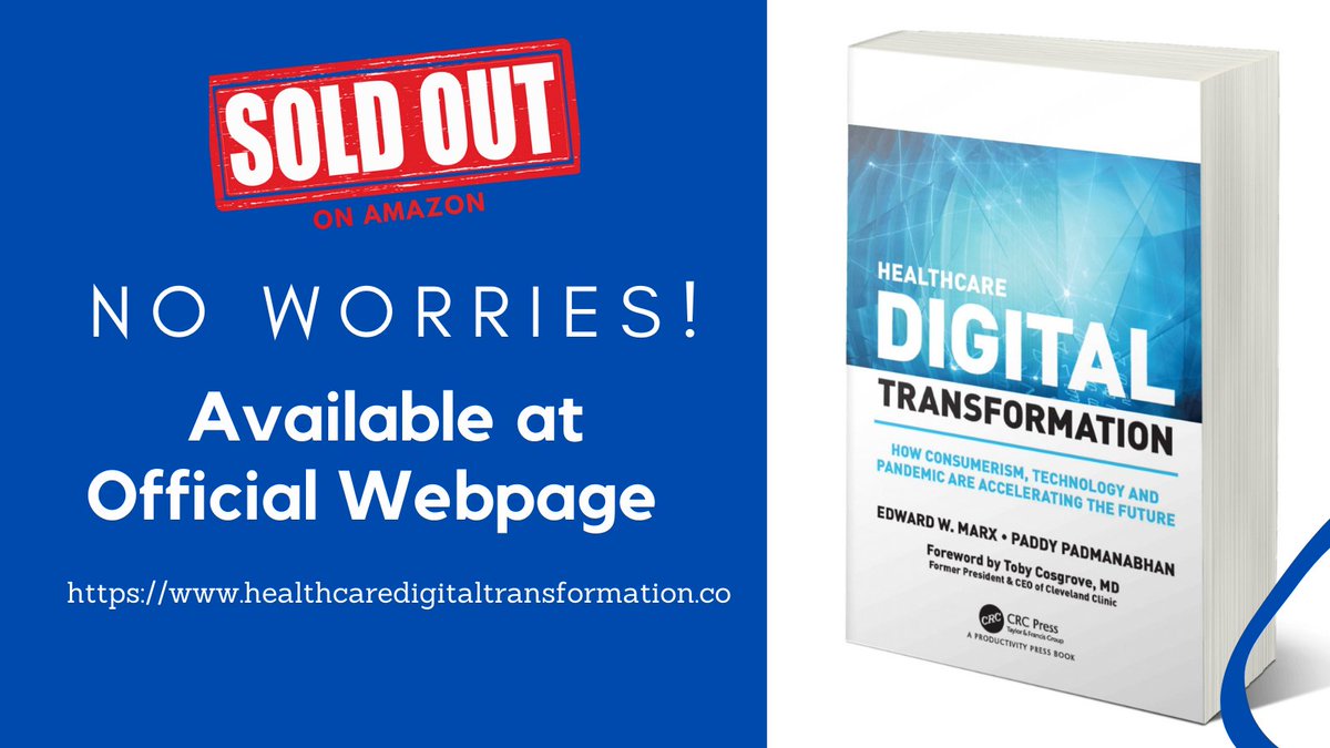 Since the book is so popular and sold out on Amazon but NO WORRIES! Now available on official webpage. 

Get your copy:  healthcaredigitaltransformation.co

#digitalhealth #digitalhealthcare #digitaltransformation #bestbook #amazonkindle #digitalhealthsystem #healthcaretransformation