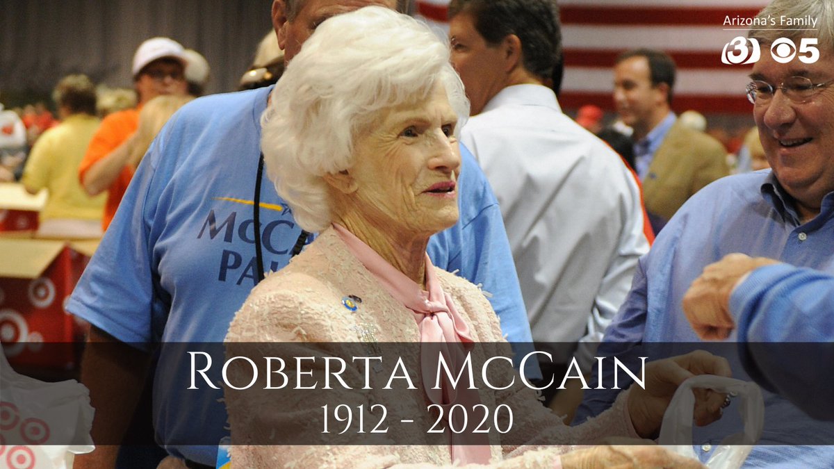 REST IN PEACE: Roberta McCain, the late Sen. John McCain's mother, has died at 108.
STORY: bit.ly/36WZ89B