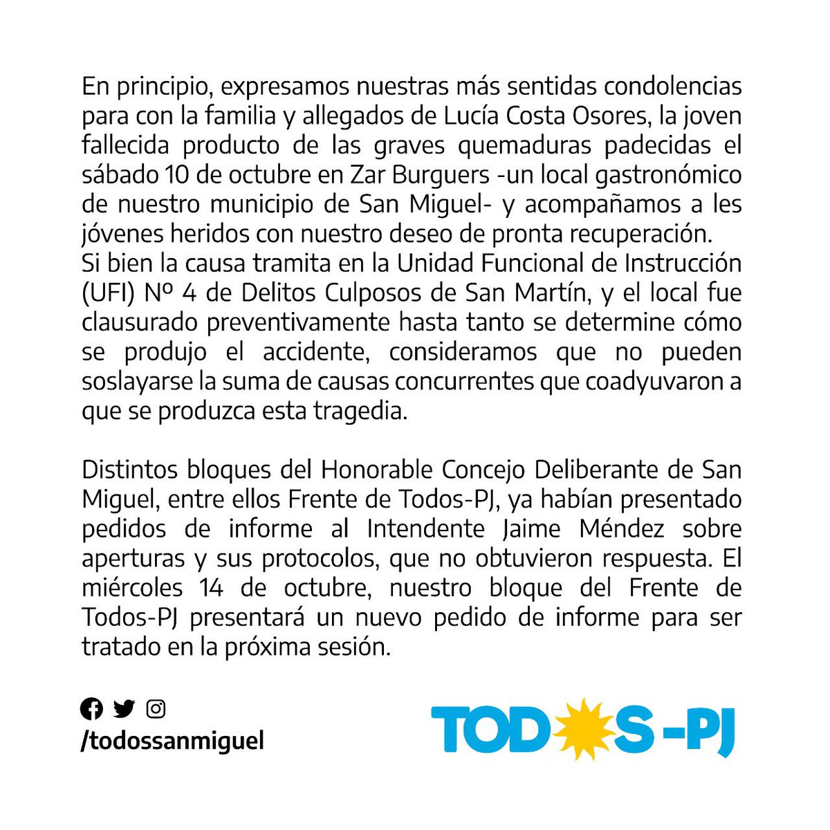 todossanmiguel's tweet image. 🗣COMUNICADO