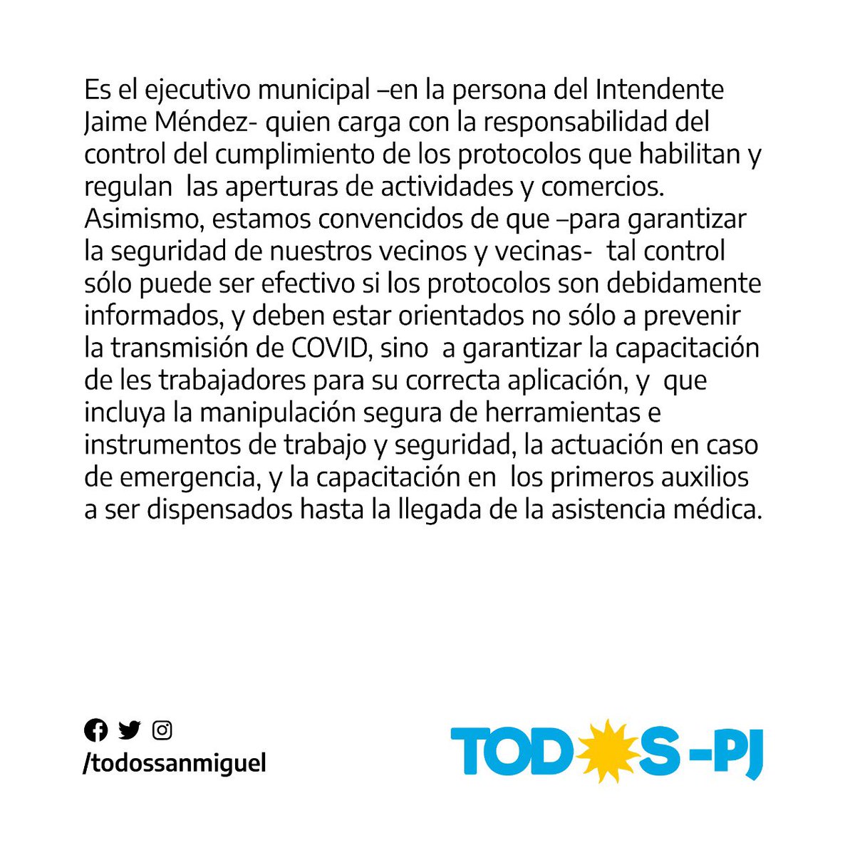 todossanmiguel's tweet image. 🗣COMUNICADO