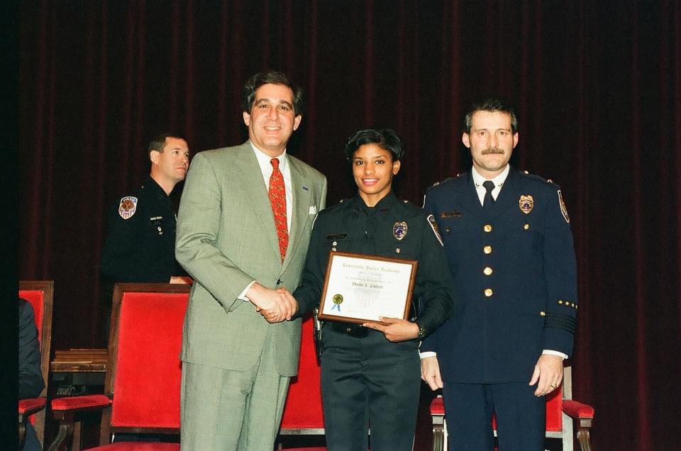 LMPD's tweet image. From Officer to Chief. The work doesn’t get any easier and there’s a lot more hard work to do! #LMPD