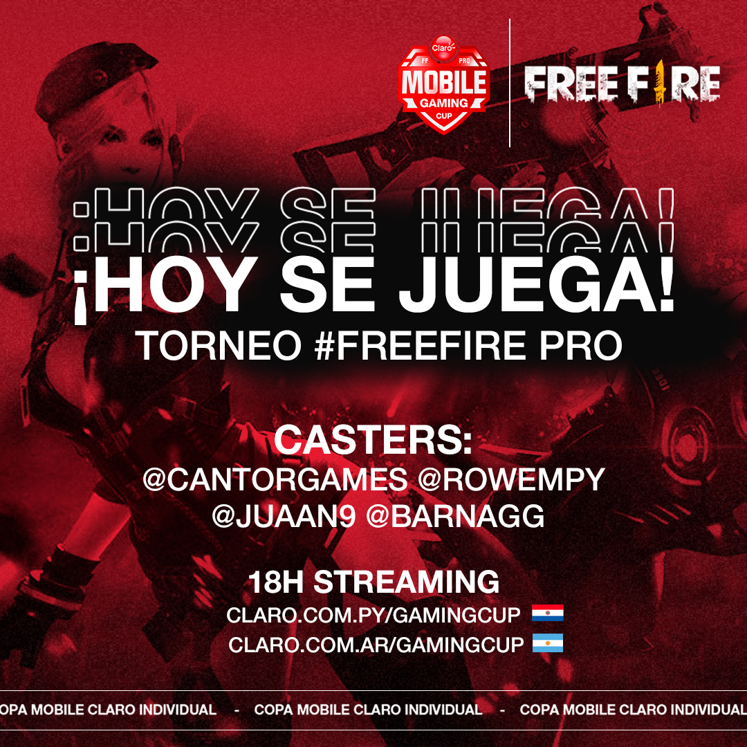 Goals Play (@goalsplay) on Twitter photo ¡No te pierdas hoy el streaming desde las 18hs. de la primera fecha de #FreeFire Pro!
<a href="/RowemPy/">Rowem🎙</a> <a href="/CantorGames/">🎙️ FS Alejandro Cantor | #ValorantMasters</a>
<a href="/BarnaGG/">Barna 🎙️ // ⭐⭐⭐</a> y <a href="/Juaan9/">juan hdez molina</a> van a estar comentando lo mejor de cada partida!
Seguí las batallas👇
en 🇦🇷 claro.com.ar/gamingcup
en 🇵🇾 claro.com.py/gamingcup
#ClaroMobileGamingCup ¡No te pierdas hoy el streaming desde las 18hs. de la primera fecha de #FreeFire Pro!
<a href="/RowemPy/">Rowem🎙</a> <a href="/CantorGames/">🎙️ FS Alejandro Cantor | #ValorantMasters</a>
<a href="/BarnaGG/">Barna 🎙️ // ⭐⭐⭐</a> y <a href="/Juaan9/">juan hdez molina</a> van a estar comentando lo mejor de cada partida!
Seguí las batallas👇
en 🇦🇷 claro.com.ar/gamingcup
en 🇵🇾 claro.com.py/gamingcup
#ClaroMobileGamingCup