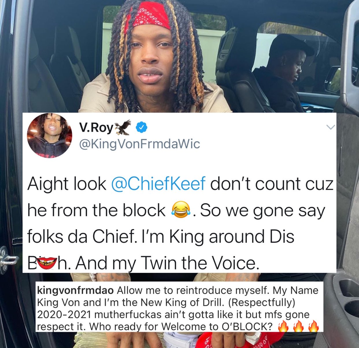 SAY CHEESE! 👄🧀 on X: King Von says he's the new King of Drill music.  🤴🏽  / X