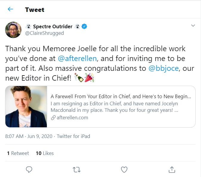 So Bindel's piece her explicitly calls out Memoree Joelle, AEs former EiC who took a hard right turn and also ran the site really badlyClaire is willing to co-sign this now but there wasn't a public peep during MJs tenure