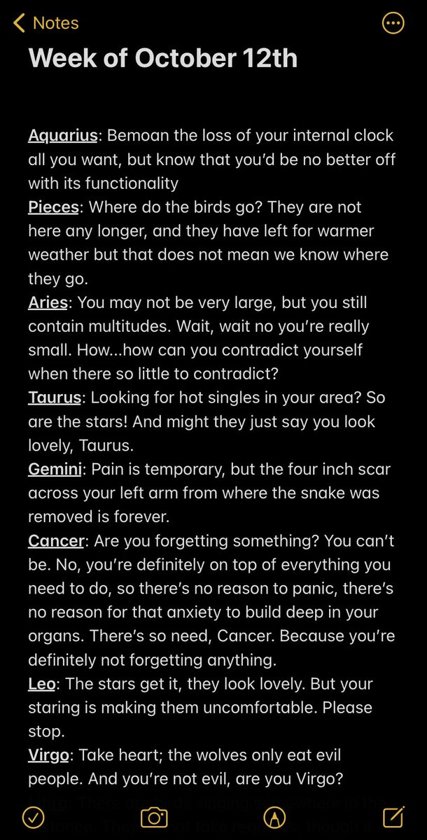 NotesHoroscope's tweet image. Horoscopes for the week of October 12th