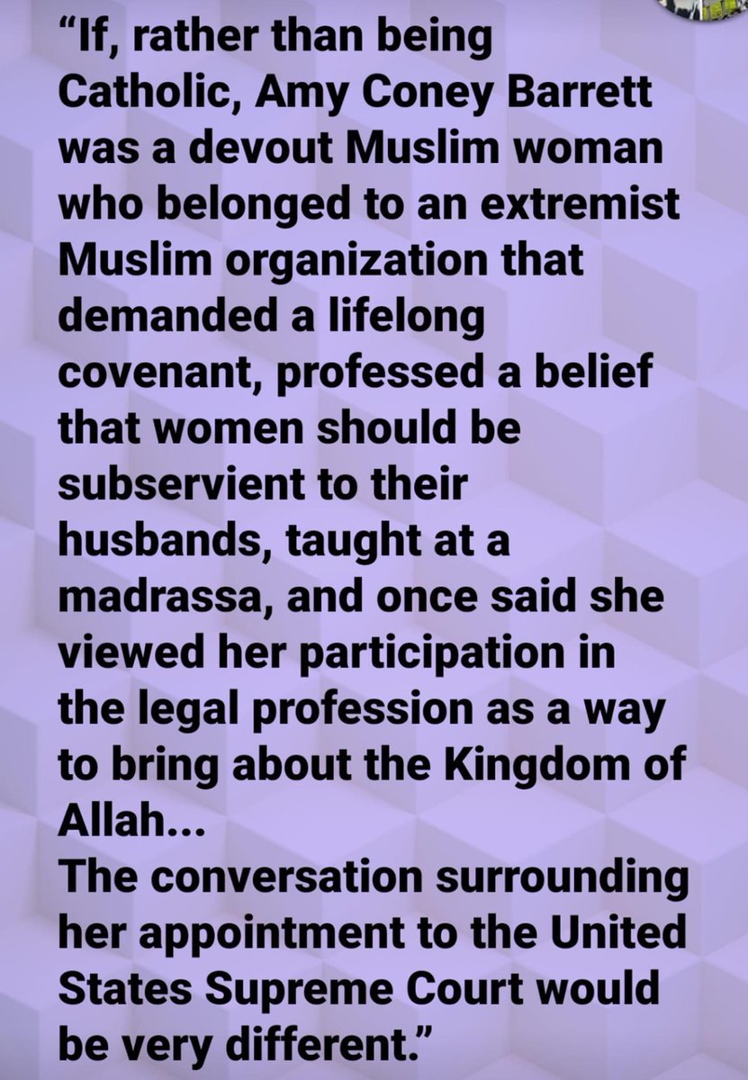 Ae Humanist Engineer Imagine If Judge Barrett Was A Fundamentalist Muslim