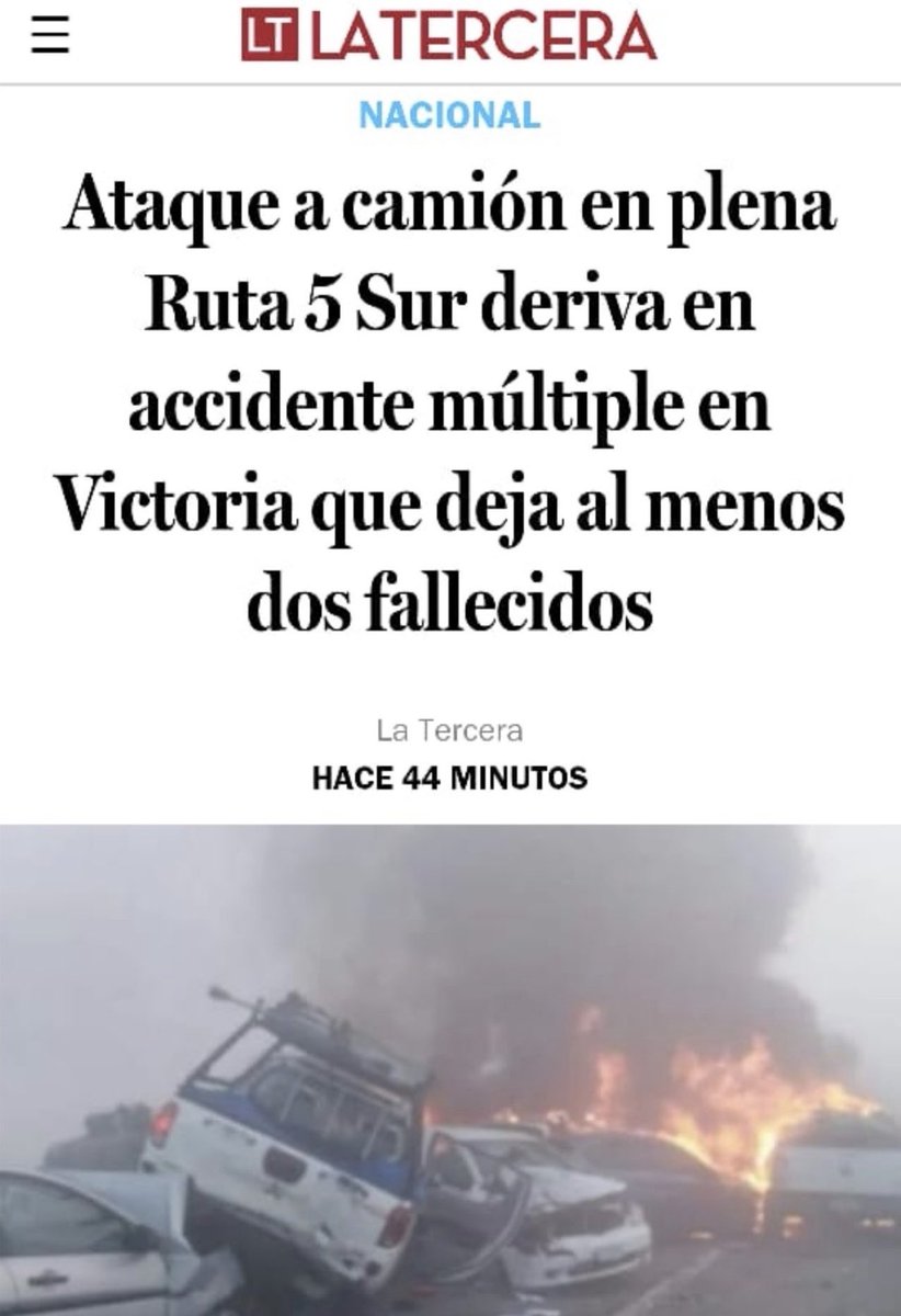 isidoraalcalde's tweet photo. Hace sólo 3 días @latercera publicó un titular falso del accidente de una manera burda. El fin de semana me comentó gente el tema como si la noticia hubiese sido el primer titular. Y ese es el gran problema. La rectificación no sirve. La información falsa queda instalada. https://t.co/AHXj8uhUnk