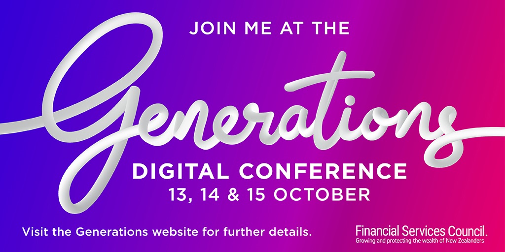 Looking forward to being a guest speaker on the Shared Wisdom panel, Financial Services Council Generations Digital Conference 15th Oct 8:00AM - 9:00AM.
Live stream Oct 13 to 15.
cvent.me/oPQNyz .
Follow #GenerationsNZ

#Career
#Change
#Leadership