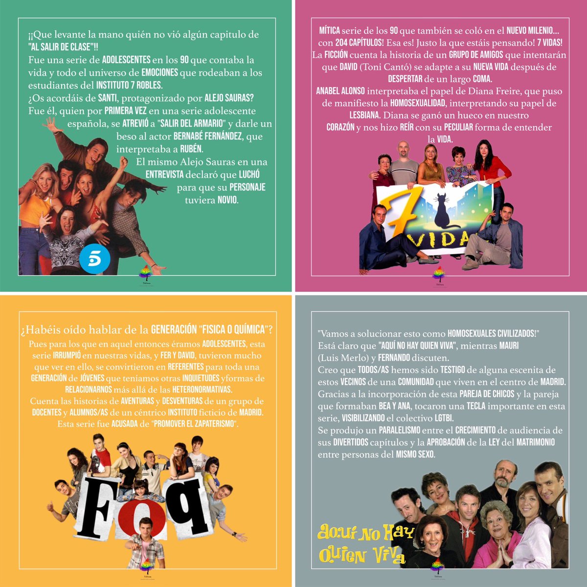 ¿Os acordáis de éstas series míticas?¿las conocisteis?¡¡Os leemos!!.🌈
.
.
#lgtbespaña #serieslgtb #LGBT #diversity #LGBTQIAclub  #pride