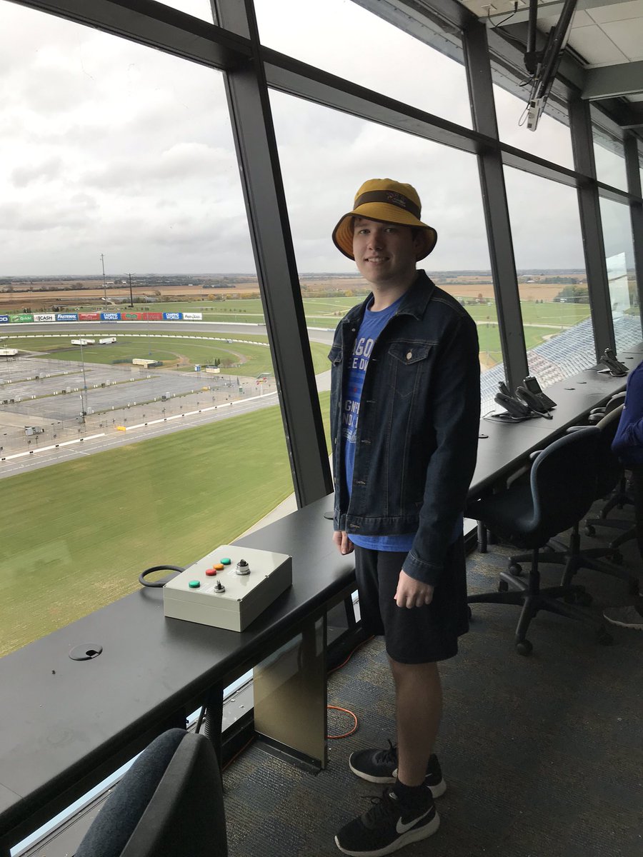 NASCARSammy's tweet photo. Thanks @ChicagolndSpdwy for making the 1st stop of my #PositivityTour AWESOME! 
I  hoped to meet @Scott_Paddock &amp; take a picture with my #AutismAwareness sign. 
But,  I met everyone, rode around the track 100mph, visited spotters tower, threw the caution lights!
Thank you all. 🏁 https://t.co/RehI7ubiaG