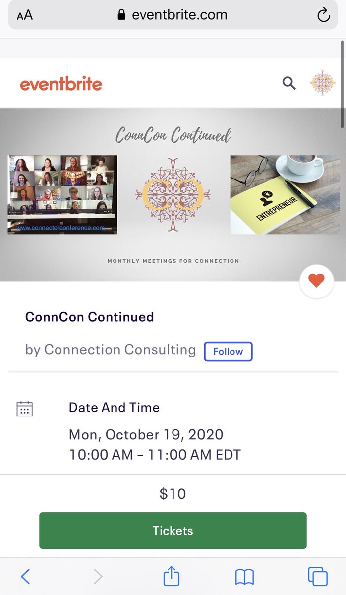 The Connector Conferences are TOO good to limit to annually. We have launched ConnCon Continued which are monthly themed meetings so alumni (and those who connect with our mission) can keep the momentum going. Register for 10/19/2020 at 10 am EST here: eventbrite.com/e/conncon-cont…