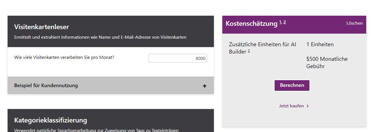 HeLo41336524's tweet image. @LuiseFreese Do think that is a customer friendly pricing model? #Businesscardreader #AIBuilder #PowerPlatform #PowerApps Can you ask Microsoft, what they are thinking about?