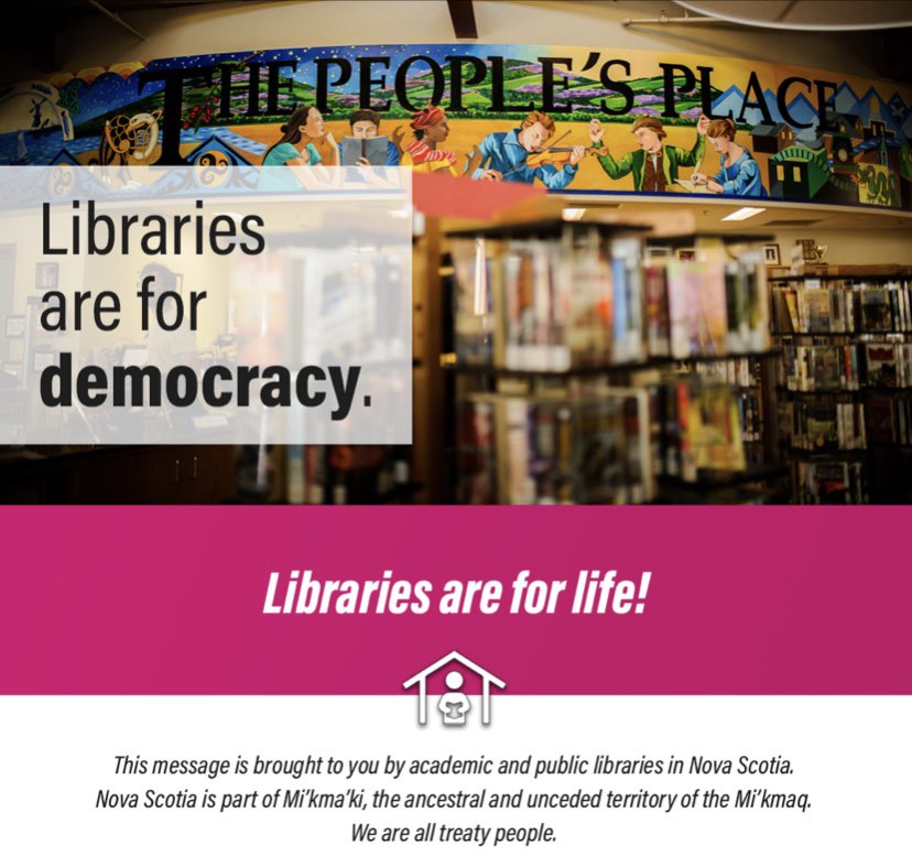 The foundation of library service is built on democracy. Whether it is equal and free access to information, spaces, and materials, or creating safe spaces for curious minds to explore ideas, libraries promote and protect democracy in all forms. #LibrariesForLife #NovaScotia