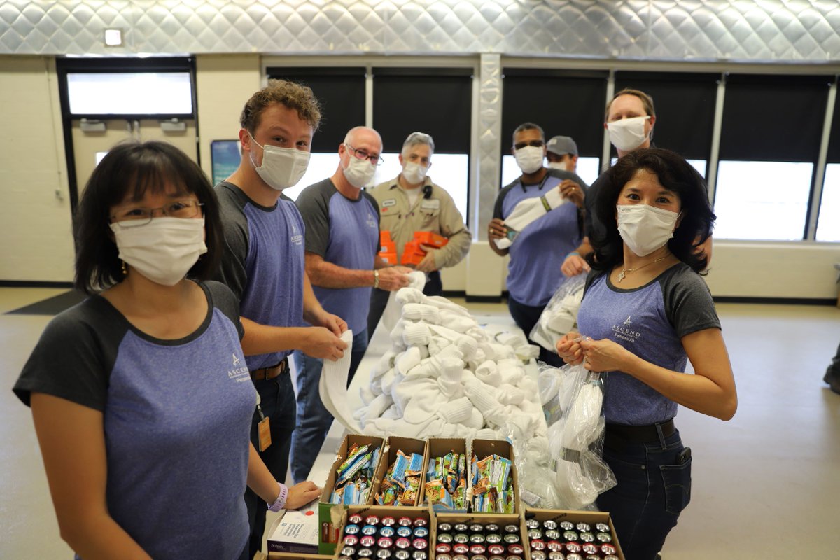 AscendMaterials's tweet photo. Pensacola employees took a break to fill 200 care packages that will be distributed to homeless shelters in the area. These care packages are full of everyday essentials, like socks, gloves and blankets. #AscendCares #WeCare #WhyIAscend #AscendProud https://t.co/MI2iXFDvMO