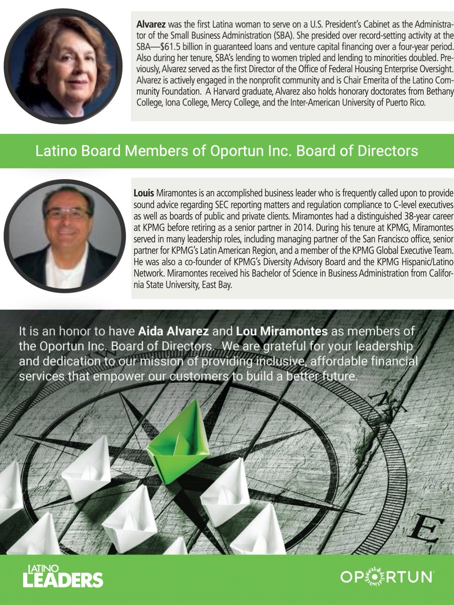 Thankful to have leaders like Aida Alvarez &amp; Lou Miramontes on our Board of Directors. Their commitment to empowering LMI communities helps guide our mission of #Financialinclusion