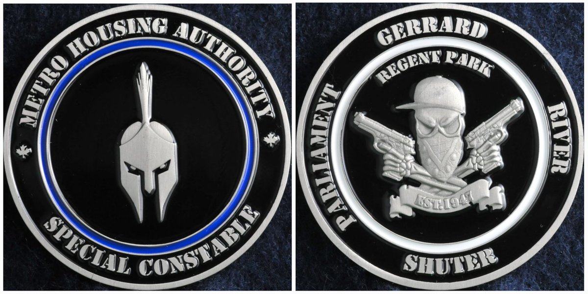 Toronto Housing has their own special "Community Safety Unit" for law enforcement and security on their properties.Here's their challenge coin. This is how they see themselves. https://www.torontohousing.ca/careers/communitysafetyunit/Pages/Our-constables.aspx