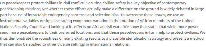 International Organization (@intorgjournal) on Twitter photo Now available on #FirstView. "The Promise of Peacekeeping: Protecting Civilians in Civil Wars" by <a href="/AllieCarnegie/">Allison Carnegie</a> and <a href="/C_Mikulaschek/">ChristophMikulaschek</a>
<a href="/SIWPSColumbia/">Saltzman Institute of War and Peace Studies</a> <a href="/ColumbiaPoliSci/">Columbia Political Science</a> and @HarvardGovernm1
ow.ly/mkpk50BQz3q Now available on #FirstView. "The Promise of Peacekeeping: Protecting Civilians in Civil Wars" by <a href="/AllieCarnegie/">Allison Carnegie</a> and <a href="/C_Mikulaschek/">ChristophMikulaschek</a>
<a href="/SIWPSColumbia/">Saltzman Institute of War and Peace Studies</a> <a href="/ColumbiaPoliSci/">Columbia Political Science</a> and @HarvardGovernm1
ow.ly/mkpk50BQz3q