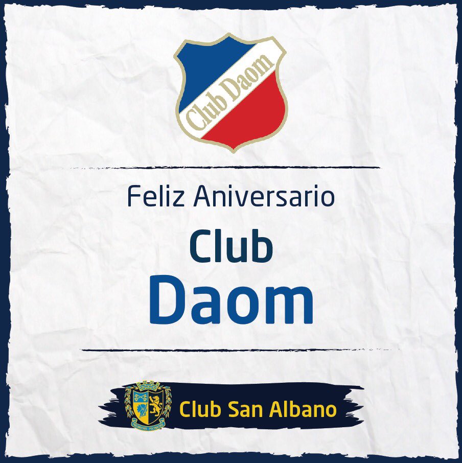 Desde San Albano enviamos un feliz aniversario a los amigos de <a href="/PrensaDaom/">DAOM RUGBY</a>.

¡Que sean muchos más!

#VamosAlbano 🎂