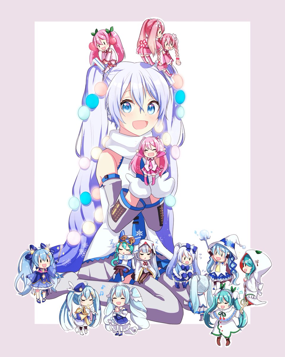 初音ミク「#初音ミク #雪ミク #桜ミク
もうすぐ雪ミクさんの季節ですね!
歴代雪ミクさん」|亜龍のイラスト