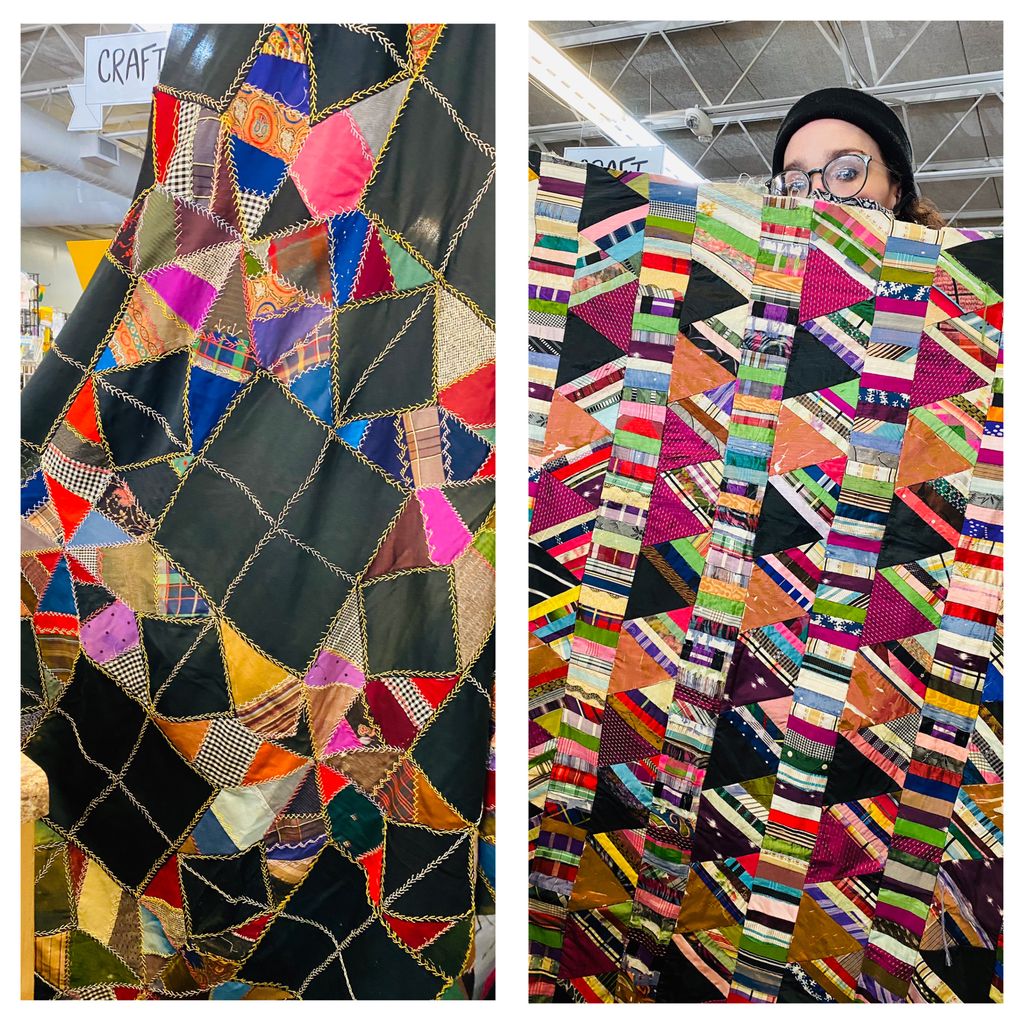 scrap_a2's tweet image. Two beautiful quilt tops witch hand stitching are #freshtothefloor tomorrow morning! So many hours of love went into these works of art. 
All they need is a finished edge! 
Hang them or cuddle up with them - it’s up to you. 
💚🔄🧵

#SCRAPA2 #CreativeReuse