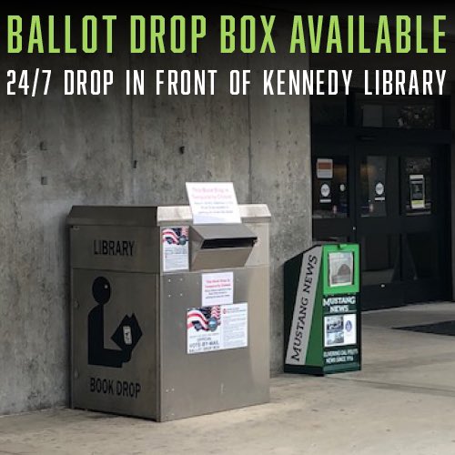 REKLibrary's tweet photo. Early voting started on October 5, have you turned in your ballot yet? If not, you can drop off at the Kennedy Library Ballot Drop Box by the main entrance 24/7!
#calpolynow https://t.co/bmBYkoBYKQ