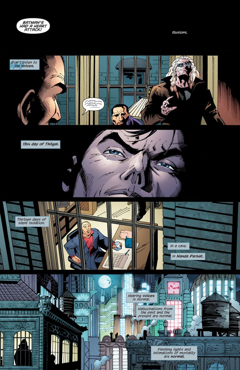 Just when you think Morrison's run couldn't get more insane, he uses the "seeing your life before your eyes as you die" trope, to have Bruce circle through some version of Batman from the character's published history.