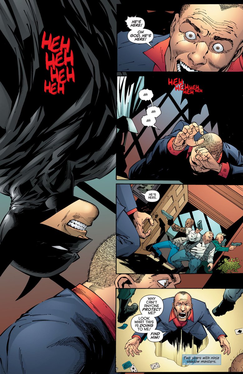 The laugh is a pretty fun reference to Golden Age Batman basically being a Shadow rip-off.
