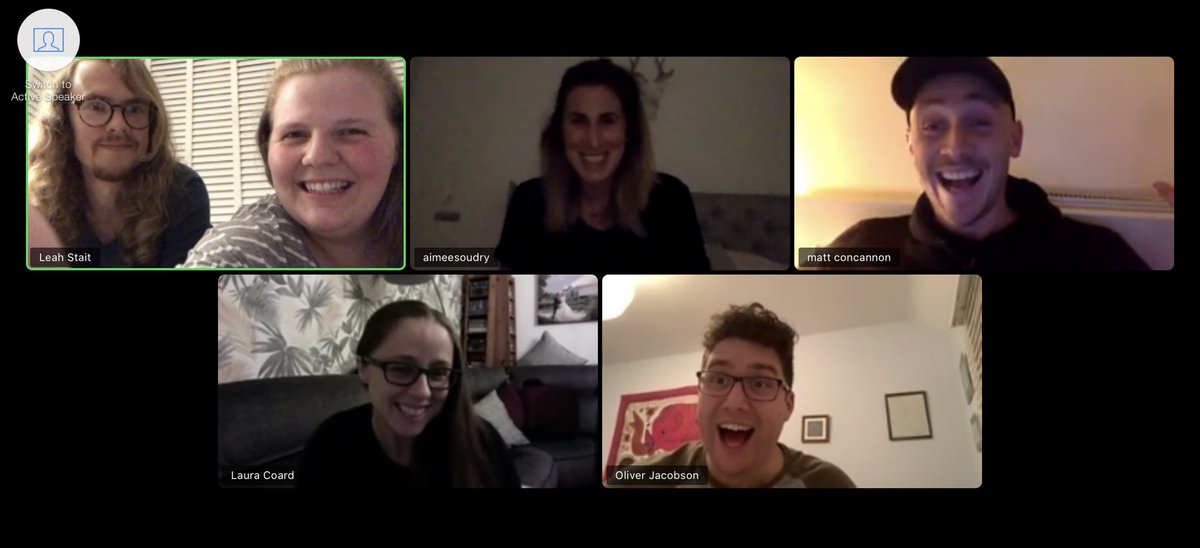 Great zoom meeting tonight with the cast! 🍎Fuelled by coffee and a lollipop #lockdownlife #zoomtime #nightowl