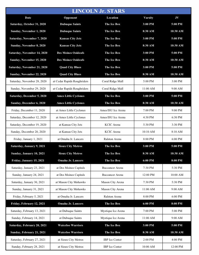 ljstarshockey's tweet photo. The 2020 Midwest High School Schedule has been released!

Let's Play Hockey!!!  😤
🚂🚂🚂

#jrstarshockey https://t.co/hxDVQLlAcK