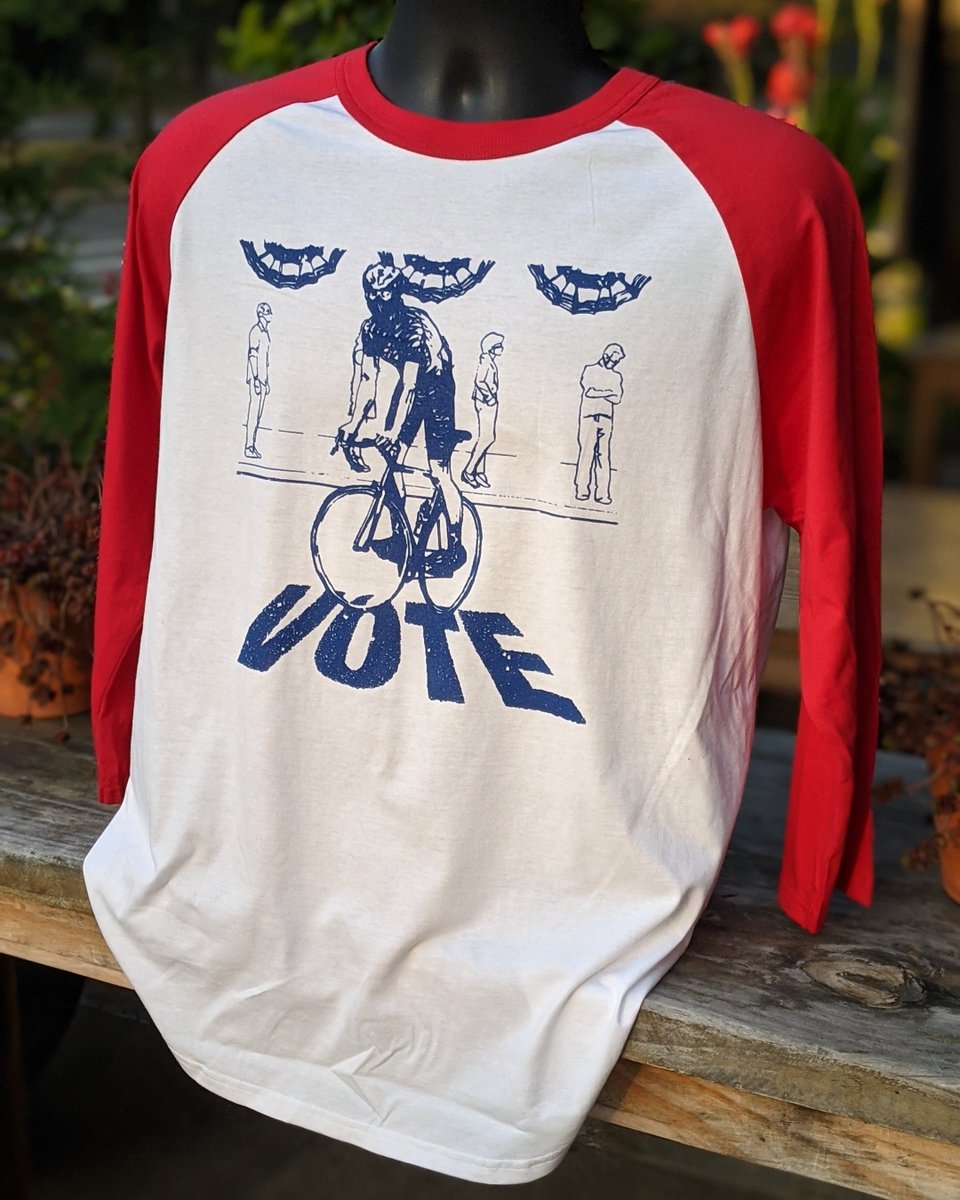 cursedbikes's tweet photo. New shirt alert: VOTE! 🗳
100% of profits will be donated to @LWV and @naacp_ldf in an equal split. 

https://t.co/xoqeR7aBJg https://t.co/ELfzzUPRsI