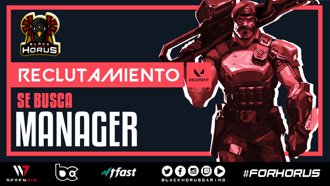 TeamBlackHorus's tweet photo. [VALORANT 🔔]
Buscamos Manager para nuestra división.
Tu misión será buscar y gestionar inscripción en competencias de la región. Además, serás el nexo con managers y/o representantes de otros equipos.

Interesados escriban DM o correo para conocer detalles y beneficios. https://t.co/ItPzV24Uv9