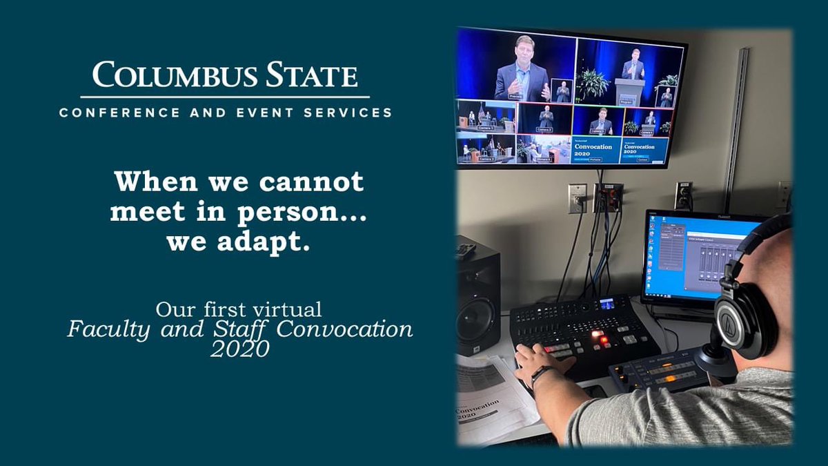 cscc_events's tweet photo. Success = Our first ever virtual convocation!
#success #weareallinthistogether2020 #virtualevents #eventprofs #eventplanner #CStateStrong #csccevents #CStateProud #audiovisual #AVtechs https://t.co/fnzfzBtJB0