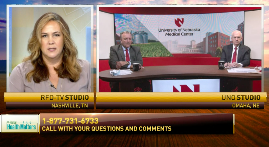 unmc's tweet photo. LIVE now:
Dr. @jeffreypgold on Rural Health Matters discussing the latest on #COVID19. Today's guest speaker is Roger Reamer, CEO/administrator of Memorial Health Care Systems, based in Seward, NE. 
📺: https://t.co/8wLeSUPL9M
For questions, please call 877-731-6733. https://t.co/BVEqiQeblz