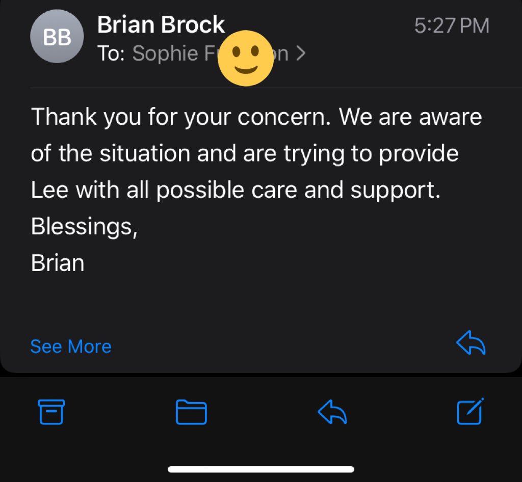 several people have sent me screenshots of their communications with Lee's church who in my opinion are definitely going with the form reply due to the number of messages they must be getting right now