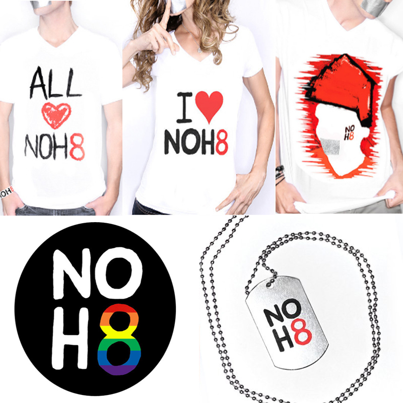 NOH8Campaign's tweet image. #NOH8 T-shirt sale! $8 on select styles (price includes shipping on USA orders) FREE #NOH8 dog tag &amp;amp; rainbow sticker with purchase of any 4 t-shirts! SHOP NOW: bit.ly/2IrLcdD
