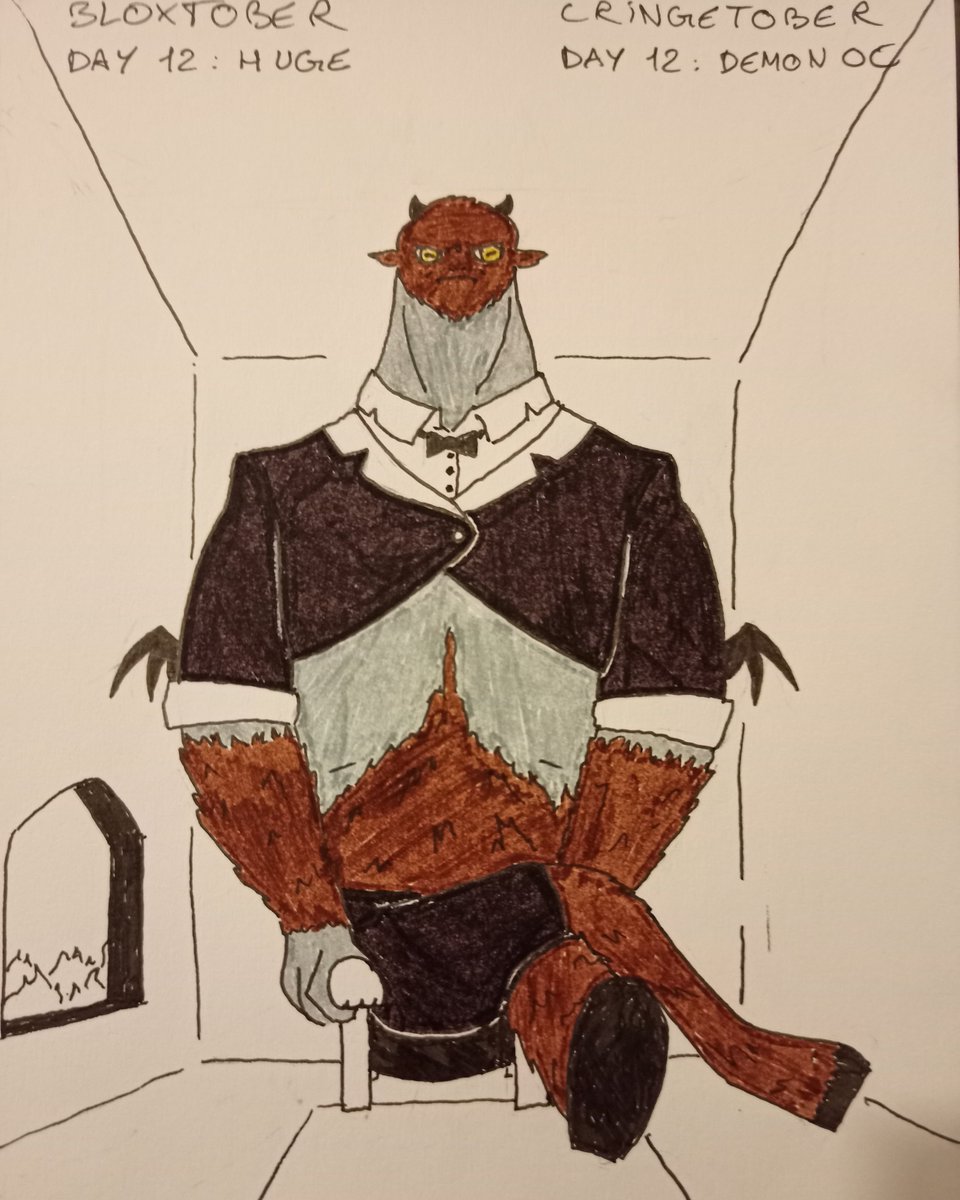aegi_k's tweet photo. #Bloxtober 12: Huge
#Cringetober 12: Demon OC

Have this poorly colored, big awkward demon guy

#inktober2020 (sorta) https://t.co/Qa4EaJKWGL