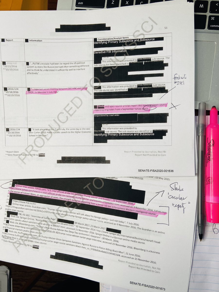 SCOOP  #Durham:  @CBSNews obtains 94-page declassified FBI spreadsheet, widely cited by IG Horowitz, but not public until now. Recently released to Senate investigators, the FBI spreadsheet was part of a broader effort to corroborate the Steele dossier claims.